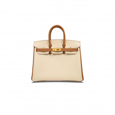 HERMES BIRKIN 30 EPSOM SELLIER MILKSHAKE WHITE GOLDEN BROWN GOLD BUCKLE BAG H028368CK3Z (30*23*15cm)